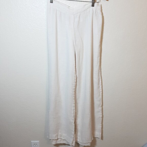 INC International Concepts Pants - INC High-Waist Cream White Beach Linen Pants